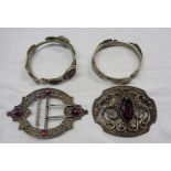Two Bedouin style white metal bracelets - sold with two belt buckles