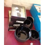 A small quantity of modern Wedgwood basalt ware including cups, saucers, etc., some boxed