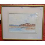 Mark Gibbons: a gilt framed watercolour entitled 'The Otter at Budleigh Salterton'