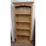 A 30" waxed pine five shelf open bookcase