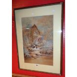 William Widgery: a framed watercolour depicting Holy Street Mill, Chagford, Dartmoor - signed and