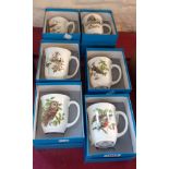 A boxed set of six Coalport British Bird mugs