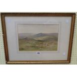 Charles Edward Britan: a gilt framed watercolour depicting Vixen tor and King tor, Dartmoor - signed