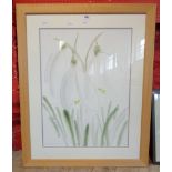 Prue Berthon: a framed limited edition coloured print, depicting stylised snowdrops - signed and