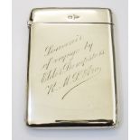 A Walker & Hall silver visiting card case with Elder Dempster Shipping interest inscription -