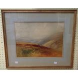 John Shapland: a gilt framed and wide slipped watercolour depicting a Dartmoor landscape -