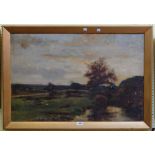 Percy Belgrave: a gilt framed oil on canvas depicting a river landscape - unsigned - provenance