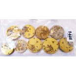 Nine lever pocket watch movements - various age, makers and condition