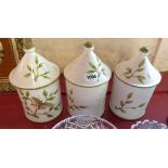Three Italian pottery storage jars with floral decoration