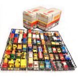 Two vintage Matchbox truck pattern carry cases each with 36 1970's-80's Matchbox vehicles