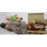 Two dolls - sold with two Pelham puppets - various condition