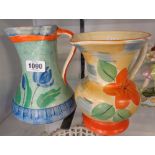 A Wadeheath hand painted jug - sold with another similar