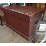 A 31" Victorian painted pine lift-top box with flanking handles