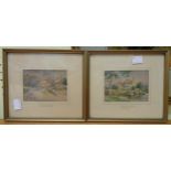 Frederick J. Knowles: four small gilt framed watercolours, depicting named views in Cheshire,