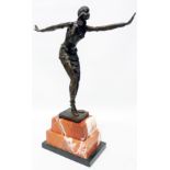 An Art Deco style bronzed dancer on marble plinth