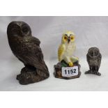 A small doorstop in the form of an owl - sold with two further owl models