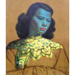 Vladimir Tretchikoff: a framed vintage 'Chinese Girl' print, bearing remains of Peerart label verso