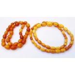 Two butterscotch and honey amber bead necklaces