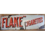 A large enamelled advertising sign with Flake Cigarettes" text - from a two part sign for Wills' "