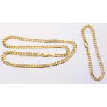 A hallmarked imported 375 gold kerb-link necklace and bracelet to match