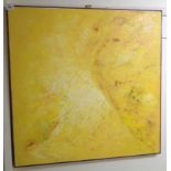 I. Calleja: a framed abstract study in yellow, oil painting on canvas laid down on board - signed