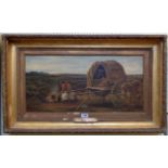 H. Garland (attributed to): a gilt framed oil on canvas, titled on plaque 'From Village to Village',