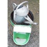 Two garden sieves - sold with a galvanised watering can and drinking trough