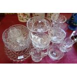 A quantity of cut glass items - sold with a Dartington glass pedestal dish