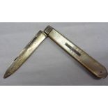 A Victorian silver and abalone folding knife