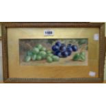 A gilt framed and slipped 19th Century watercolour still life of green and black grapes - signed