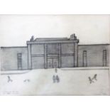 †Laurence Stephen Lowry: a framed and hessian slipped Irish subject pencil drawing, depicting the