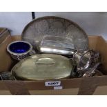 A quantity of silver plated items including gallery tray, dishes, etc.