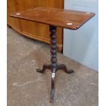 A 19th Century mahogany pedestal table, set on bobbin turned pillar and tripod base - a/f