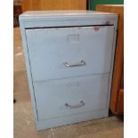 A 20 1/4" late 20th Century powder blue painted wood two drawer filing cabinet