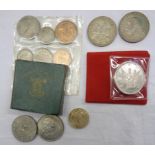 Two 1935 Crowns and a 1965 silver Churchill Memorial medal by Constantino Affer - sold with a