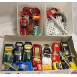 Various Maisto and other toy cars and Meccano pieces