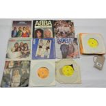 A collection of vinyl 45 ABBA singles including SOS, Knowing Me, Knowing You, Fernando, Money