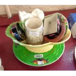 Various pieces of Carltonware including macabre mug with hanging man motif, basket, etc.