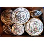 A box containing a quantity of Wedgwood and Minton Indian Tree pattern dinner ware - various