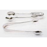 A pair of silver sugar nips - sold with a pair of plated similar