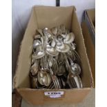 A quantity of silver plated cutlery including Elkington, etc.