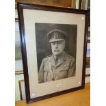 An oak framed photographic print of Field Marshall Haig by Maull & Fox Ltd, with facsimile