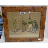 Henrey Alken: a pair of later framed 19th Century coloured prints 'Cock Fighting' plates 1 & 2