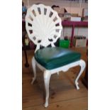 A modern Art Deco style extending dining table with green and cream resin top and single leaf, set