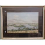 Attributed to John Wacey Hart: an unsigned framed watercolour, depicting an extensive view looking