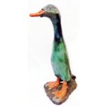 A large glazed pottery model of a runner duck by Colin Kellam, unnamed - height 29"