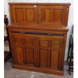 A 3' 8" Edwardian walnut two part maître d' cabinet with pigeon holes to top section, slide, long