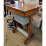 A 21" early-mid 19th Century rosewood work table with fitted frieze drawer marked for Miles &