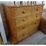 A 3' 11 1/2" early 19th Century satin birch chest of two short and three long graduated drawers, set