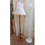 Two standard lamps, one with white painted finish, the other with shade